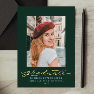 Green and Gold Foil Script Foil Announcement