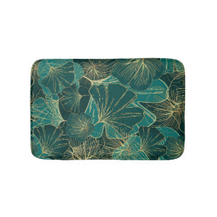 Green And Gold Foliage Bath Mat