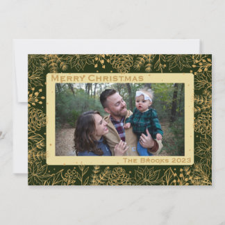 Green and Gold Foliage Christmas Card