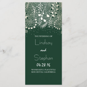 Green and gold Garden Florals Wedding Programs