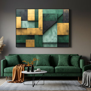 Green and Gold Geometry Canvas Print