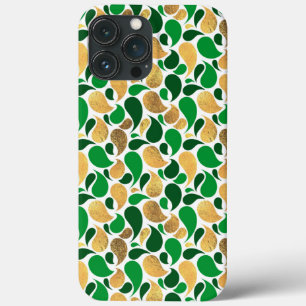 Green and Gold Glitter Festive Pattern Fusion iPhone 13 Pro Max Case