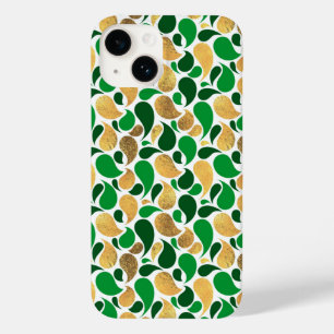 Green and Gold Glitter Festive Pattern Fusion Case-Mate iPhone 14 Case