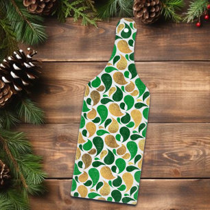 Green and Gold Glitter Festive Pattern Fusion Cutting Board