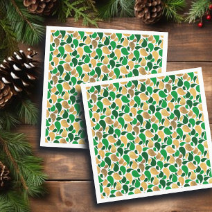 Green and Gold Glitter Festive Pattern Fusion Napkin