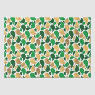 Green and Gold Glitter Festive Pattern Fusion Tissue Paper