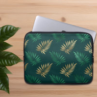 Green and Gold Glitter on Tropical Leaves