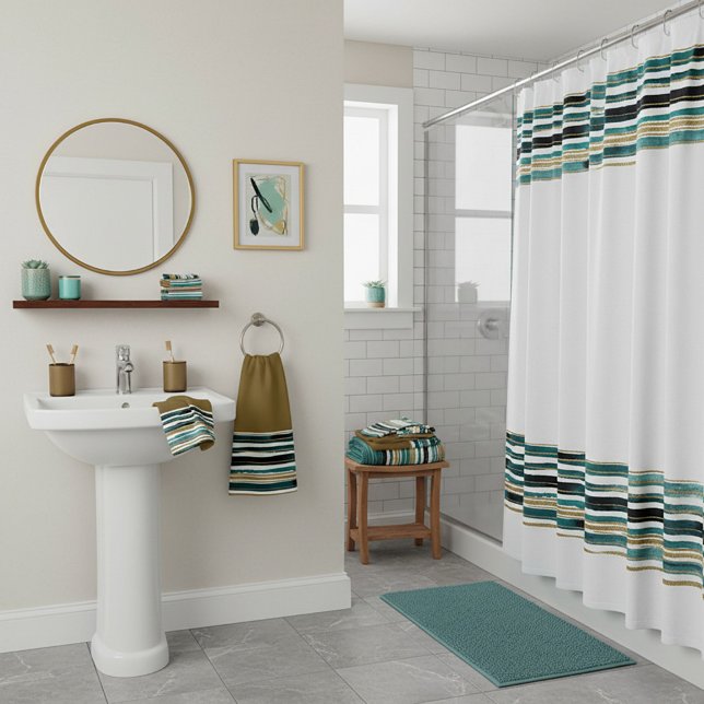 Green and gold glitter stripes  bath towel set (Creator Uploaded)