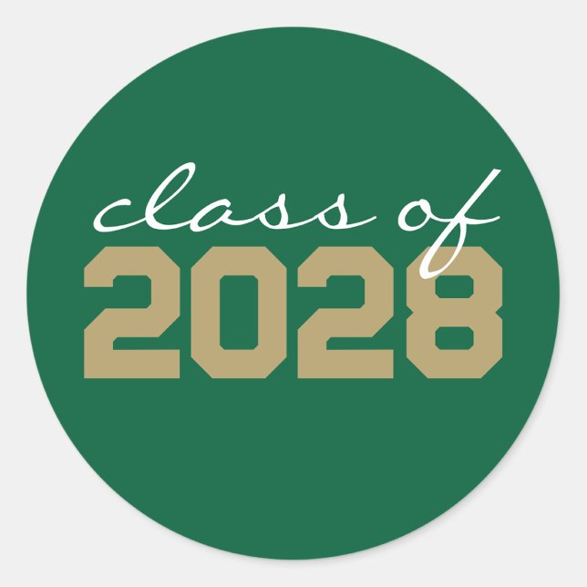 Green and Gold Graduation Classic Round Stickers (Creator Uploaded)