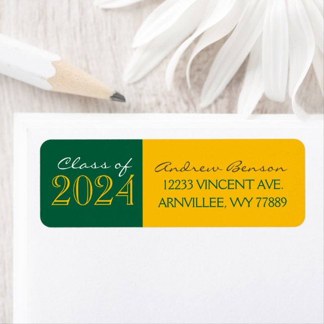 Green and Gold Graduation Return Address Labels (Insitu)