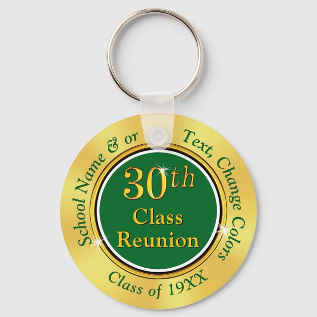 Green and Gold High School Reunion Ideas 30 years Keychain (Front)