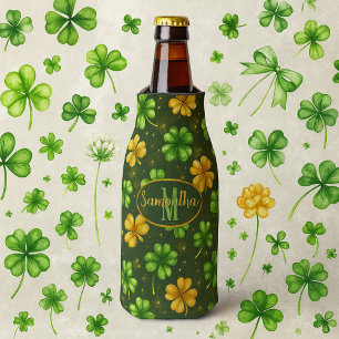 Green and Gold Irish Luck Design Bottle Cooler