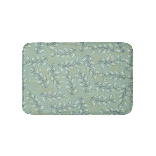 Green and gold leaves bath mat (Front)
