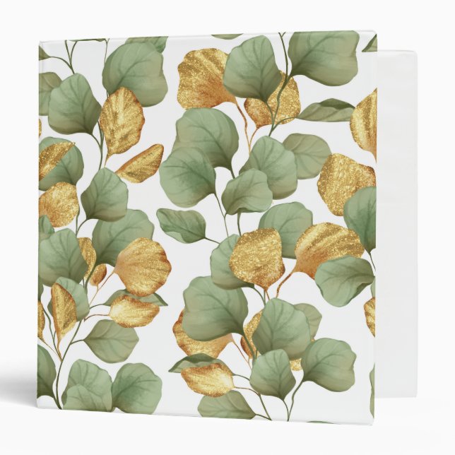 Green and gold leaves.  Pattern Binder (Front/Inside)