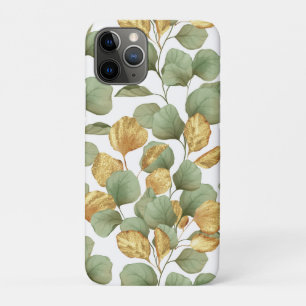 Green and gold leaves.  Pattern iPhone 11 Pro Case