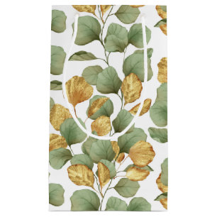 Green and gold leaves.  Pattern Small Gift Bag