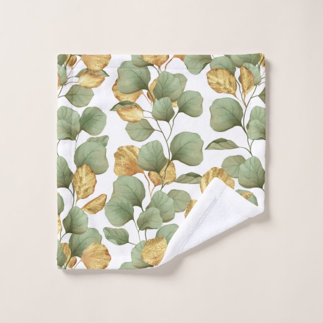 Green and gold leaves.  Pattern Wash Cloth (Wash Cloth)
