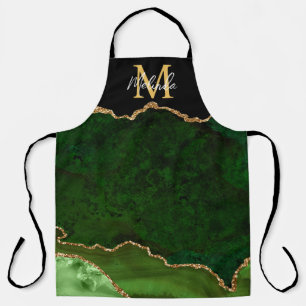 Green and Gold Marble Agate Apron