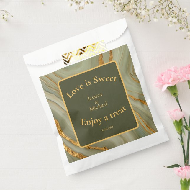 Green And Gold Marble  Favour Bag (Sealed)