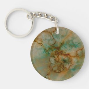 Green and Gold Marble Keychain