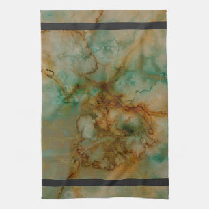 Green and Gold Marble Kitchen Towel