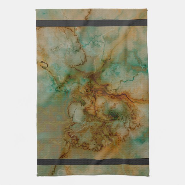 Green and Gold Marble Kitchen Towel (Vertical)