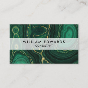 Green and Gold Marble Malachite Stone Business Card