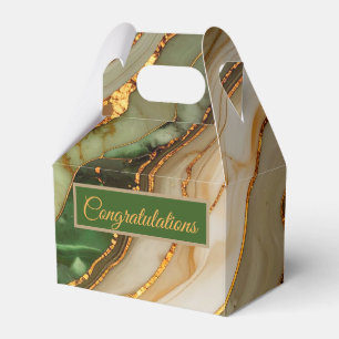 Green And Gold Marble Pattern  Favor Box