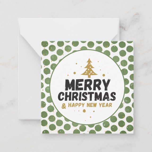 Green and Gold Merry Christmas Card (Front)