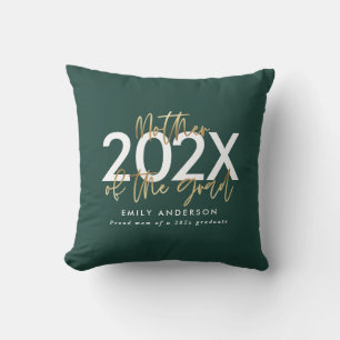 green and gold modern script photo graduation throw pillow