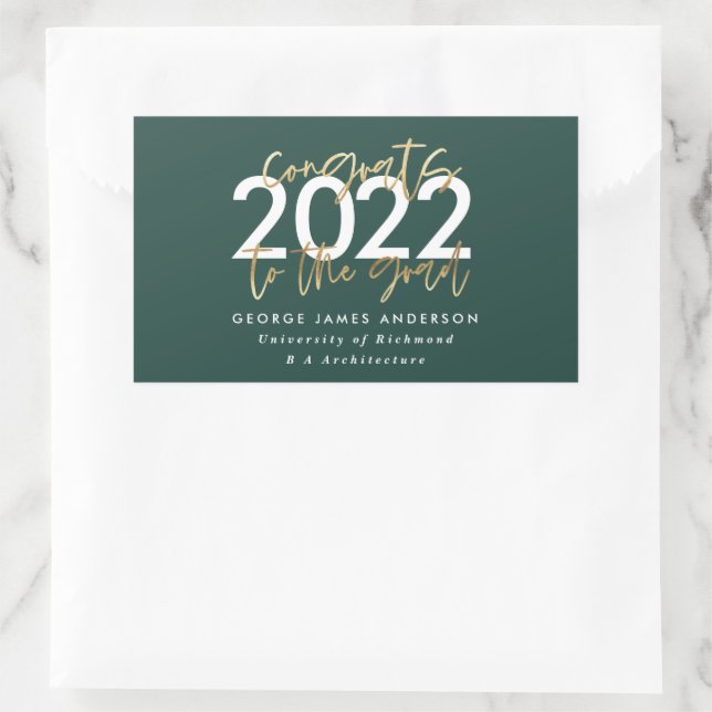green and gold modern script stylish graduation sticker (Bag)