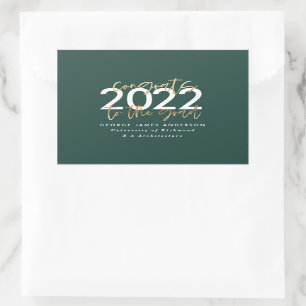 green and gold modern script stylish graduation sticker