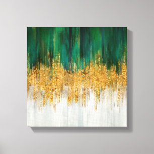 Green and gold motion abstract canvas print
