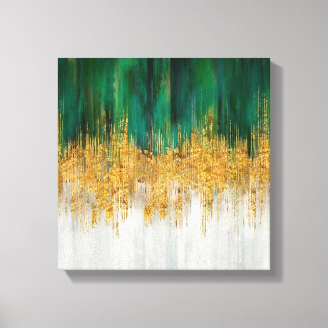 Green and gold motion abstract canvas print (Front)