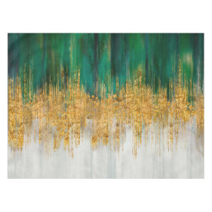 Green and gold motion abstract tablecloth