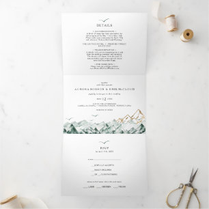 Green and Gold Mountain All In One Tri-fold