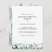 Green and Gold Mountain Bachelorette Party Invitat