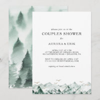 Green and Gold Mountain Couples Shower Invitation