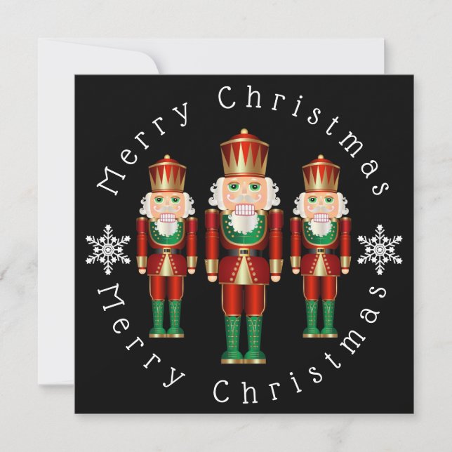 Green and Gold Nutcrackers Personalize Thank You Card (Front)