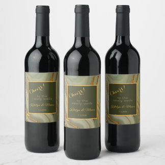 Green And Gold Onyx Stone Wine Label
