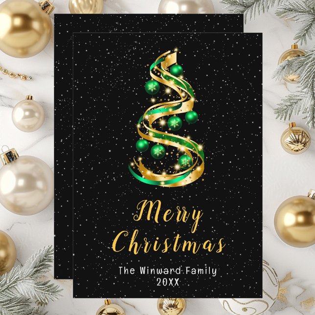 Green and Gold Ornaments Merry Christmas Holiday Card (Creator Uploaded)
