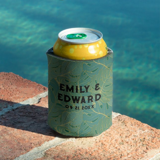Green and gold palm leaves pattern can cooler (In Situ Pool)