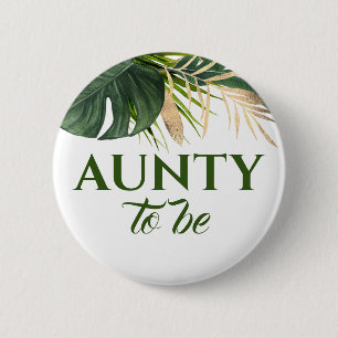 Green and Gold Palm Leaves Tropical Baby Shower 2 Inch Round Button