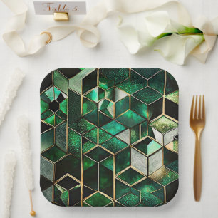 Green and Gold Paper Plate