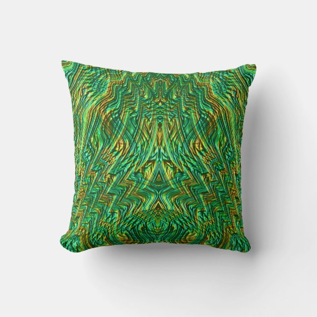 Green and Gold Pattern ~ Throw Pillow (Front)
