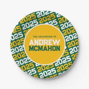 Green and Gold Personalized Graduation Paper Plate