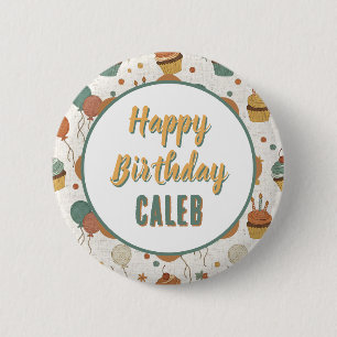 Green and Gold   Personalized Happy Birthday  2 Inch Round Button
