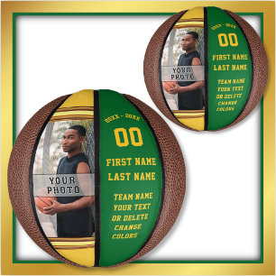 Green and Gold, Photo, Custom Mini Basketball, Basketball