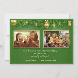 Green And Gold Photo Holiday Card