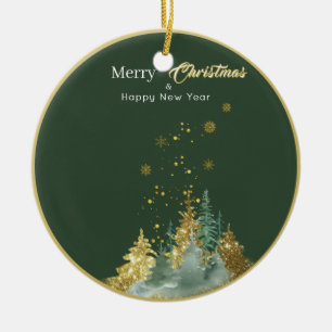 Green and Gold Pine Tree Christmas Ornament